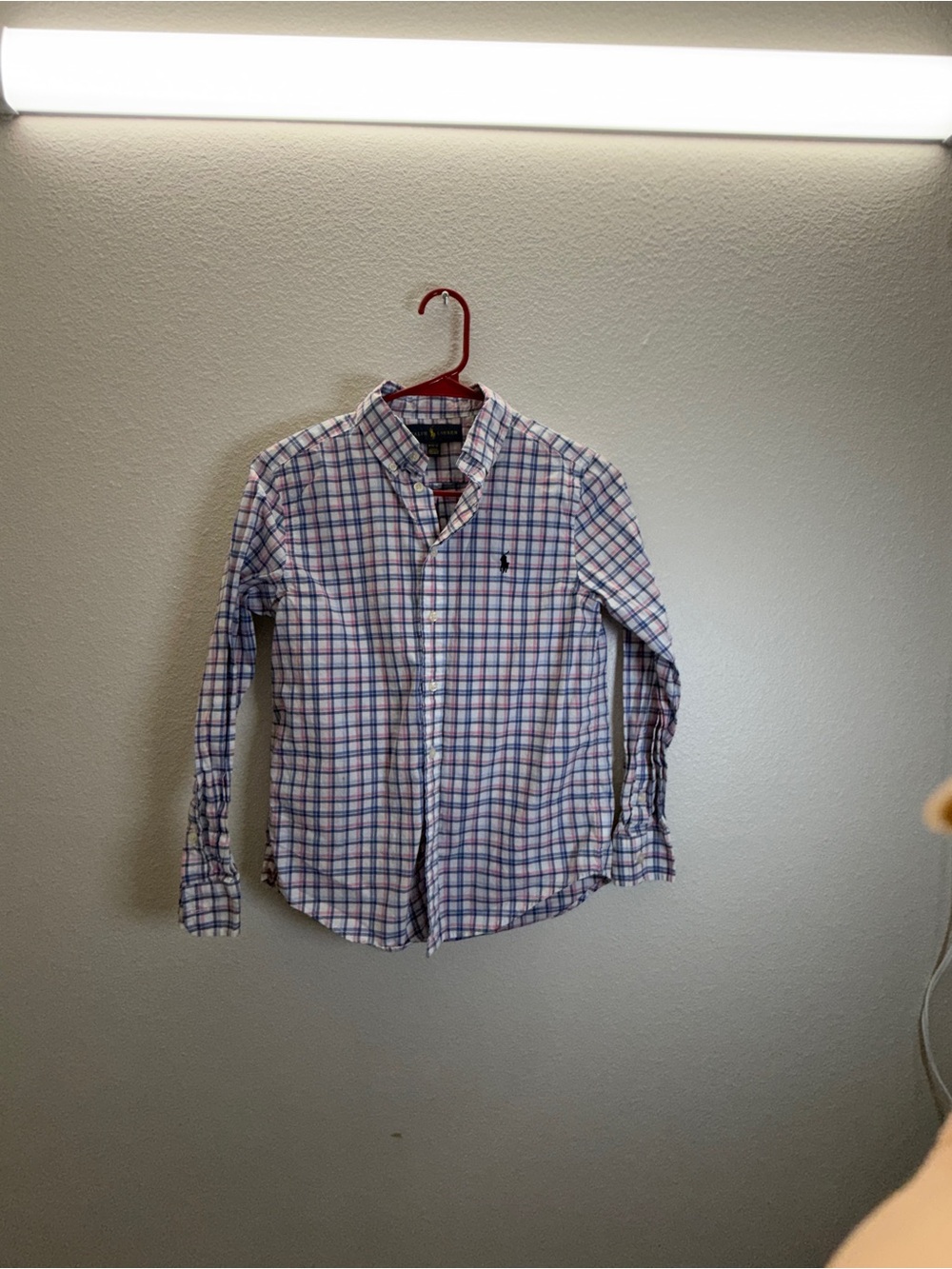Ralph Lauren White, Blue & Pink Plaid Button-Down Shirt